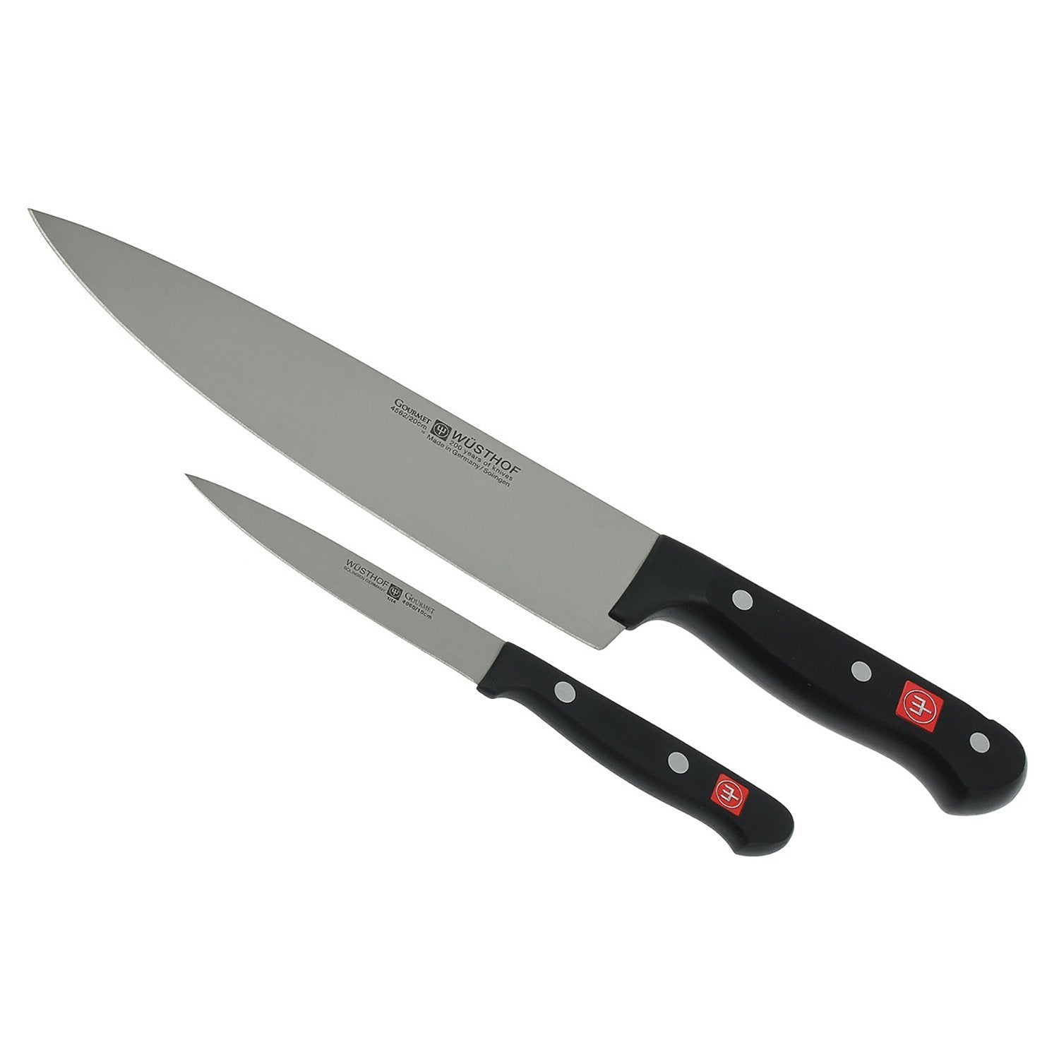Ed. Wusthof Gourmet 2 Piece Knife Set with Knife Sharpener - Black and Silver - 9654-1 - Jashanmal Home